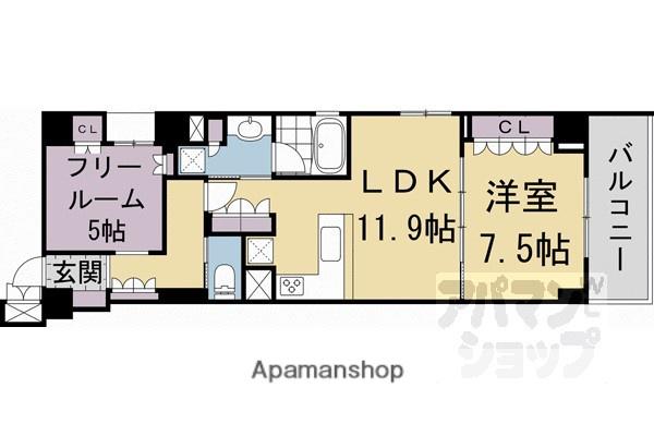 リーガル京都堀川中立売II(1SLDK/2階)の間取り写真