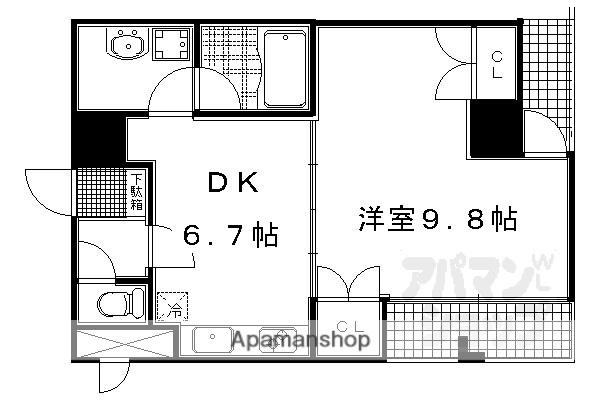 薬師町マンション(1DK/5階)の間取り写真