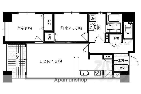 エルシア四条麩屋町(2LDK/2階)の間取り写真