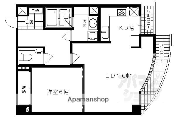 たけうちビル(1LDK/5階)の間取り写真
