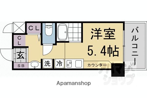 DETOM-1一条通(1K/7階)の間取り写真