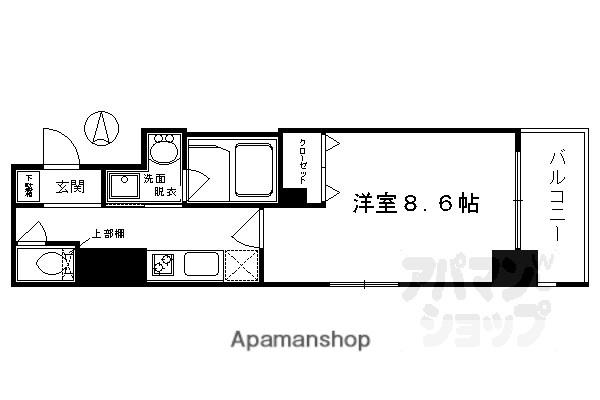 アスヴェル京都河原町二条(1K/11階)の間取り写真