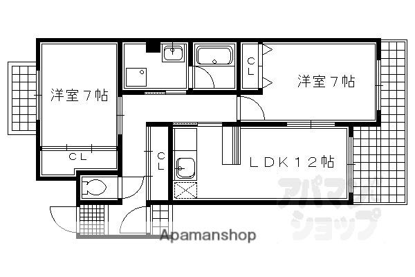 御所西ロイヤルプラザ(2LDK/5階)の間取り写真