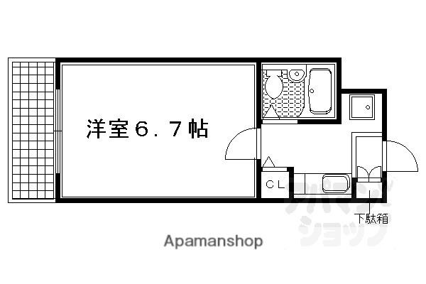 DETOM-1烏丸鞍馬口II(1K/4階)の間取り写真