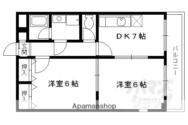 N S 北山(2DK/4階)の間取り写真