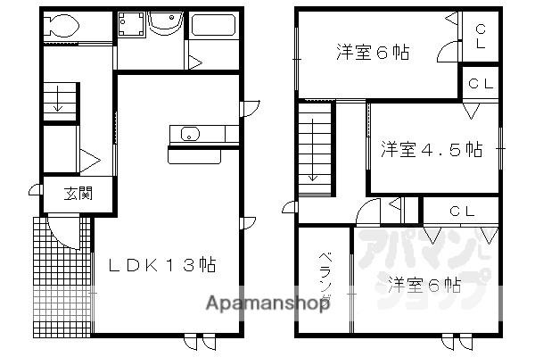 バウム西賀茂II(3LDK/1階)の間取り写真