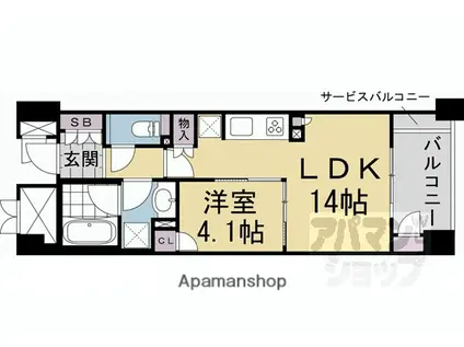 ブランズ御池西洞院(1LDK/5階)の間取り写真