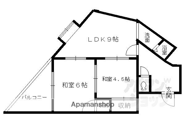 堀川シティハイツ(2LDK/9階)の間取り写真