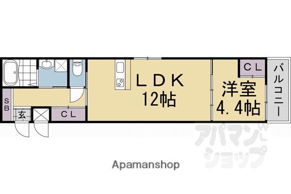 シエルコート紫竹(1LDK/2階)の間取り写真