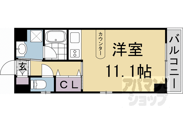 修学院TERRACE(ワンルーム/1階)の間取り写真