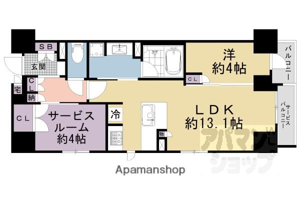 ジオ京都堀川三条(1SLDK/6階)の間取り写真
