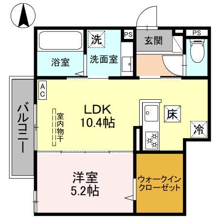 VRAI SOLEIL(1LDK/1階)の間取り写真