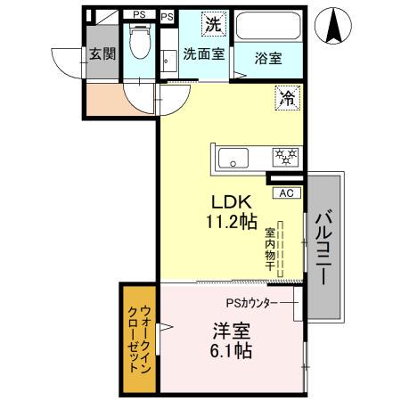 VRAI SOLEIL(1LDK/2階)の間取り写真