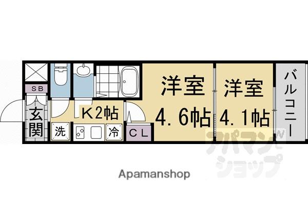 エステムコート京都二条(2K/6階)の間取り写真