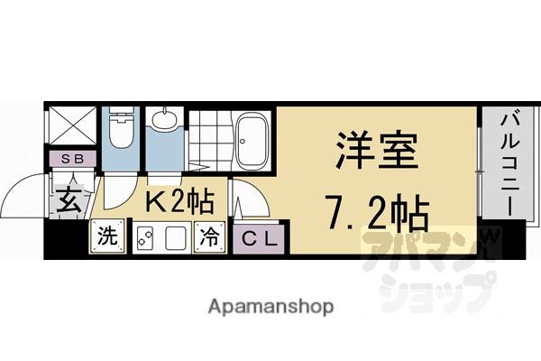 エステムコート京都二条(1K/7階)の間取り写真