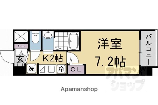 エステムコート京都二条(1K/5階)の間取り写真