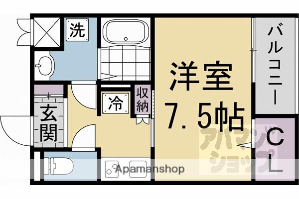 ビエノス京都紫竹(1K/1階)の間取り写真