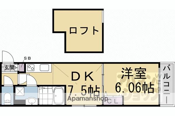 円町レジデンスII(1DK/3階)の間取り写真