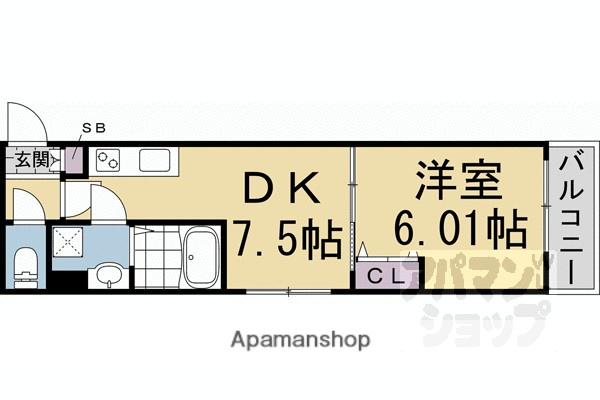 円町レジデンスII(1DK/1階)の間取り写真
