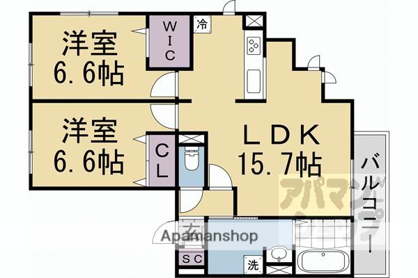 GRAMM箱ノ井(2LDK/3階)の間取り写真