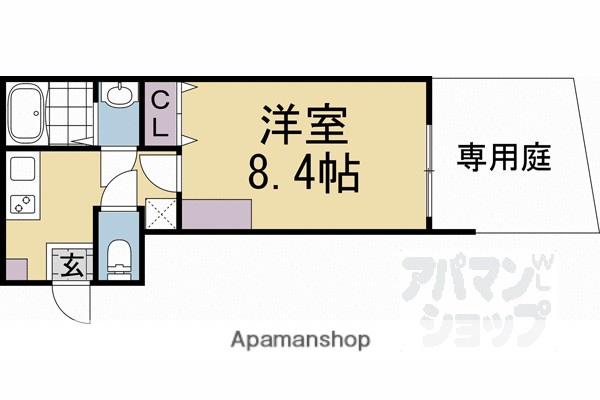 ビアンコ京都北白川(1K/1階)の間取り写真