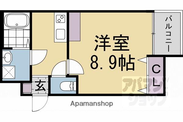 左京区北白川西町計画(1K/3階)の間取り写真