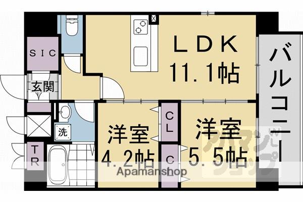 LIVECASA千本今出川(2LDK/5階)の間取り写真