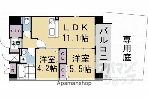 LIVECASA千本今出川(2LDK/1階)の間取り写真