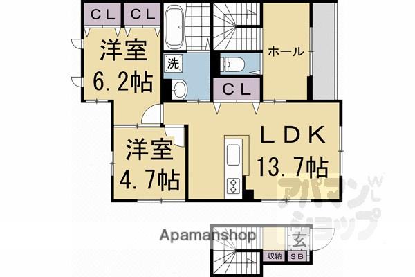 QBTVIII(2LDK/2階)の間取り写真