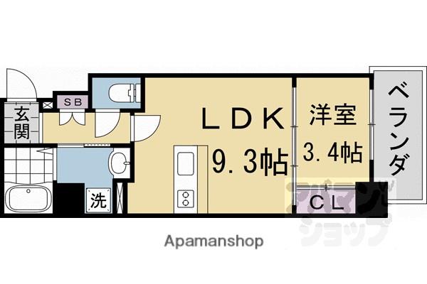 フォーリアライズ京都大将軍(1LDK/4階)の間取り写真