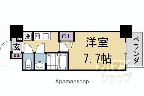 フォーリアライズ京都大将軍(1K/2階)の間取り写真