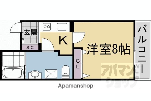 プランドール寺之内(1K/3階)の間取り写真