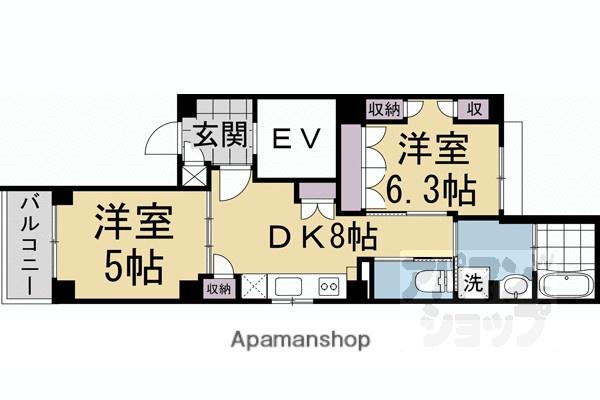 リゾ京都二条(2LDK/7階)の間取り写真