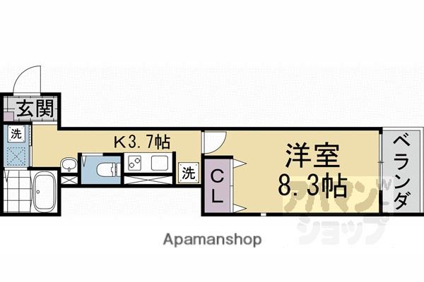 ユアメゾン挽木町(1K/1階)の間取り写真