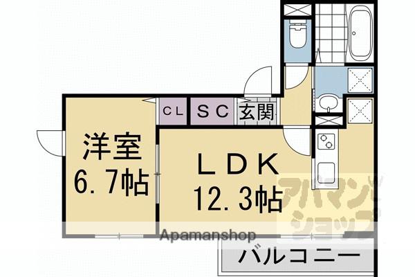 FORESTMAISON京都北山 ウエスト(1LDK/3階)の間取り写真