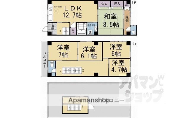 京福北野線 北野白梅町駅 徒歩17分 3階建 築49年(5LDK)の間取り写真