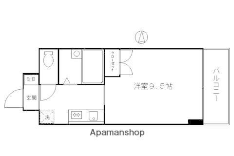 京都市烏丸線 烏丸御池駅 徒歩6分 8階建 築24年(1K/3階)の間取り写真
