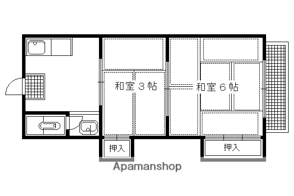 三洋ハイツ(2K/2階)の間取り写真