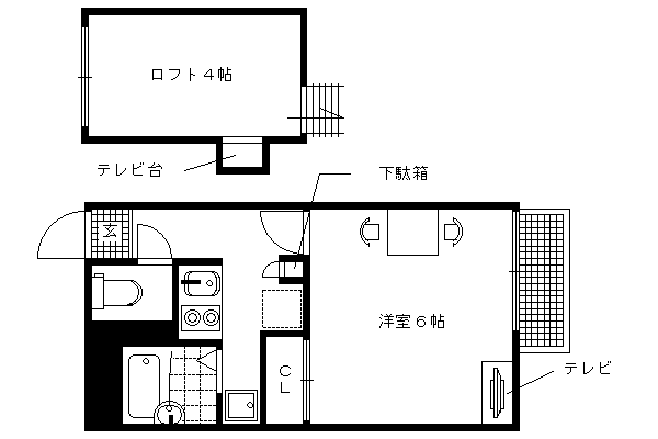 レオパレスアジェル岩倉南(1K/1階)の間取り写真