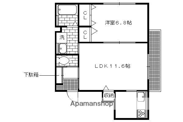  サンクスパレS-FIELD(1LDK/1階)の間取り写真