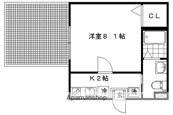 サンフォレスト北白川(1K/1階)の間取り写真