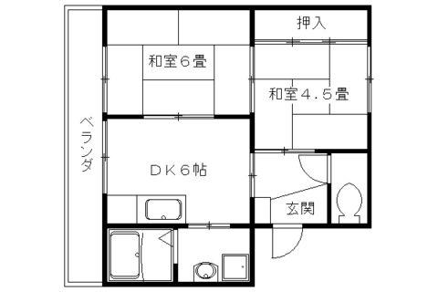 大嶌マンション(3DK/4階)の間取り写真