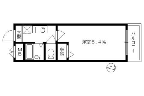 ビクトワール二条(1K/4階)の間取り写真