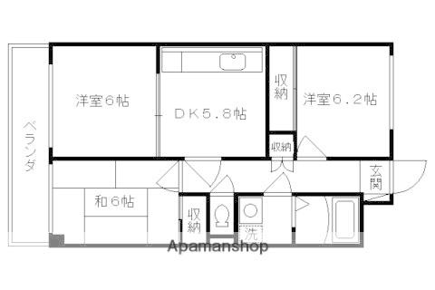 ノースリバー奥ノ防(3K/2階)の間取り写真