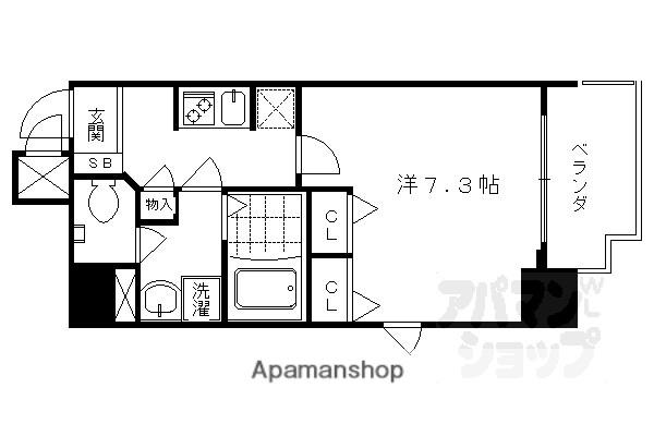 サムティ京都二条(1K/2階)の間取り写真