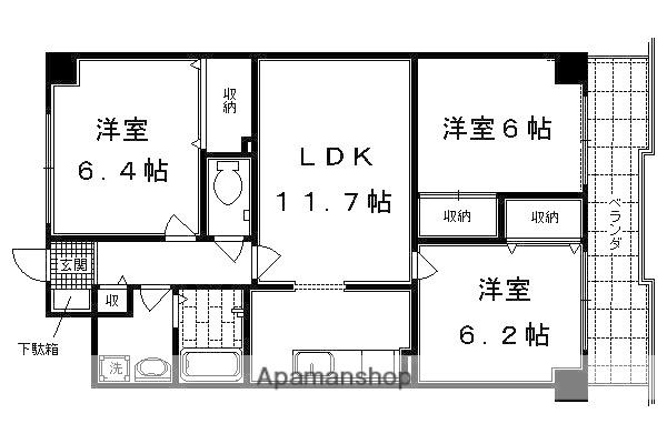 ウエストウイング嵯峨(3LDK/2階)の間取り写真