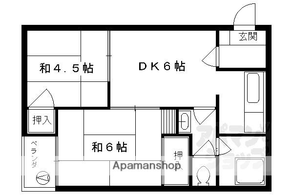 森マンション(2DK/6階)の間取り写真