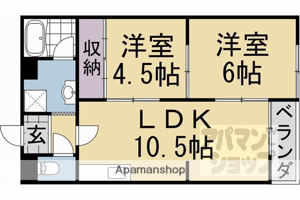 第31長栄コーポきぬもと(2LDK/4階)の間取り写真