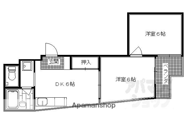 桂浅原町マンション(2DK/3階)の間取り写真