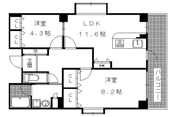 フォレストコート(2LDK/1階)の間取り写真